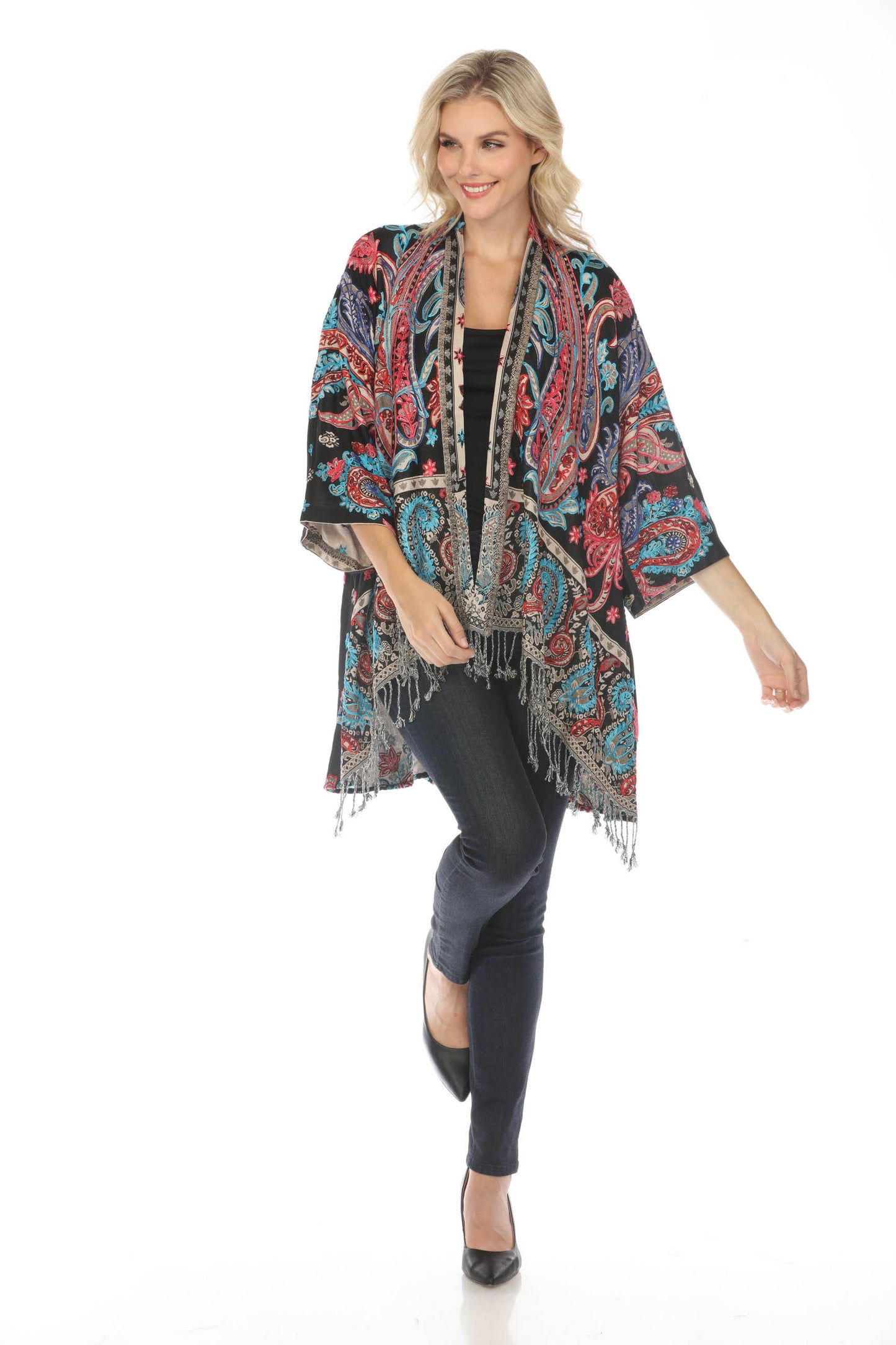 Floral_Fusion_Embroidered_Long_Kimono_Front-View-Detailed-Crafstmanship