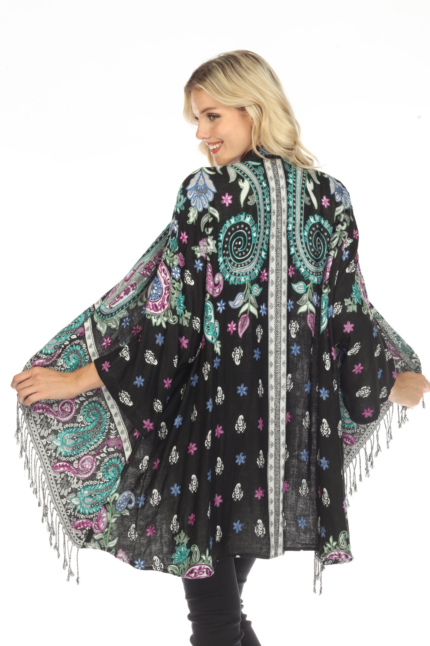 Jubilant_Jewel_Embroidered_Long_Woven-Kimono-Back-View