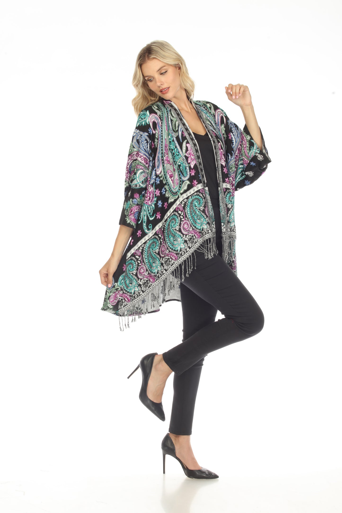 Jubilant_Jewel_Embroidered_Long_Woven-Kimono-Front-View-Zoomed-Out