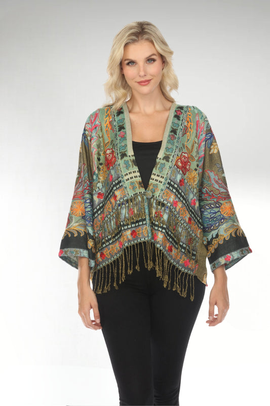 Glorious_Green_Embroidered_Short_Kimono_Front-Woven
