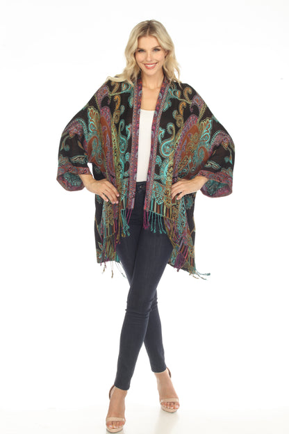 Mesmerizing Midnight Long Kimono  Paisley Woven