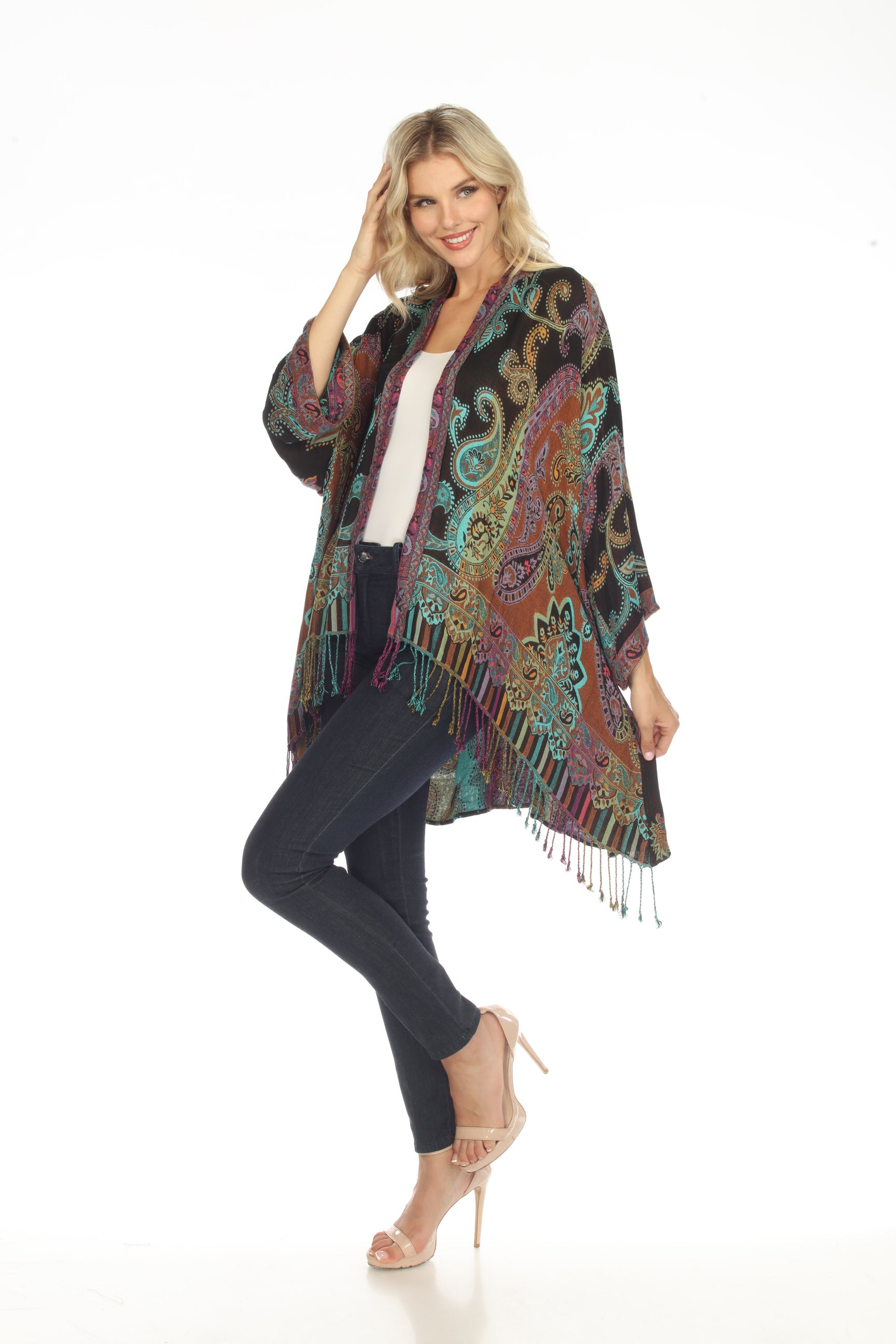 Mesmerizing Midnight Long Kimono Side View