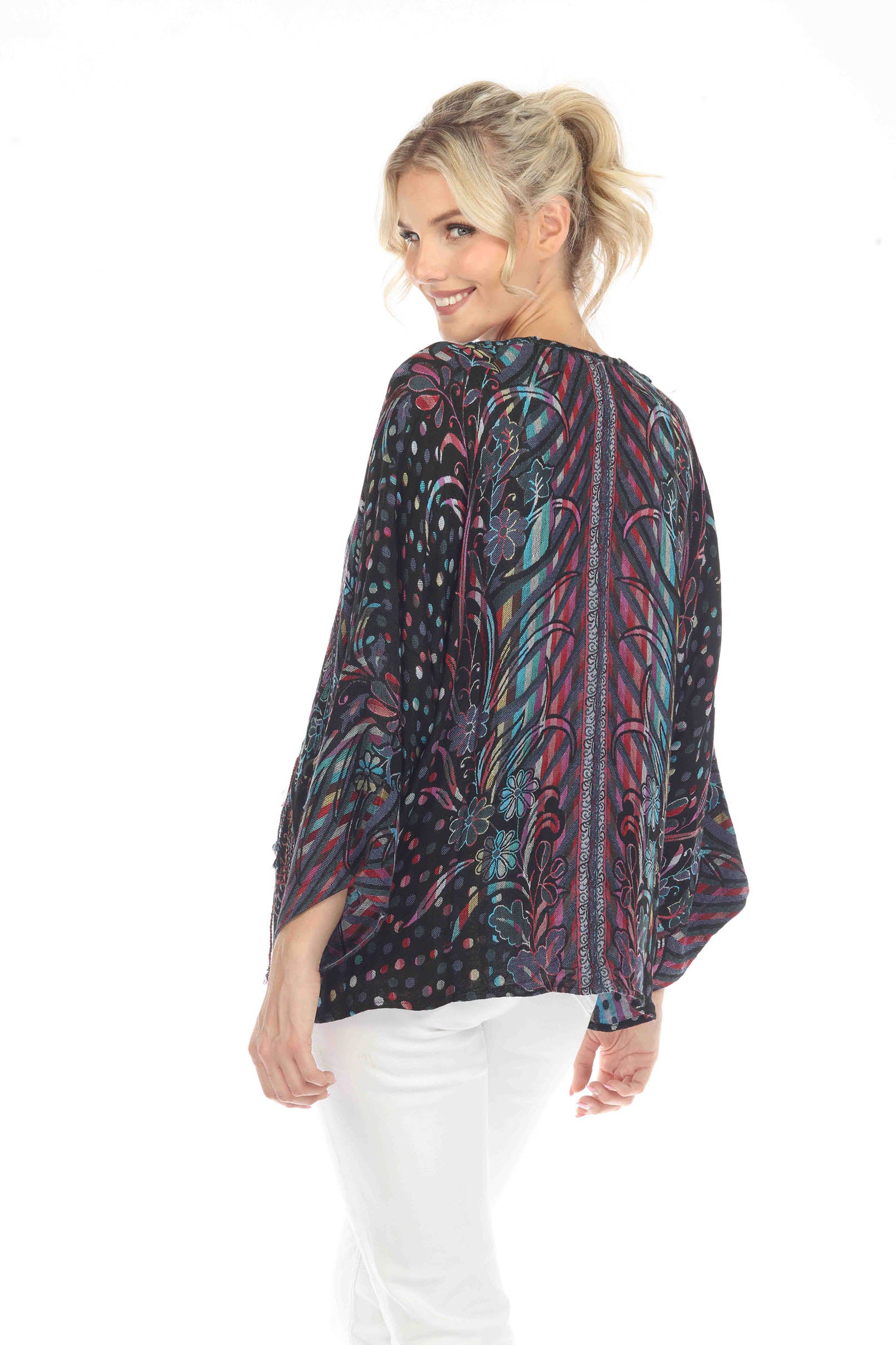 Misty Midnight Short Kimono Back View Zoomed
