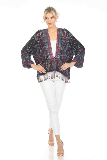 Misty Midnight Short Kimono Front View Zoomed Out