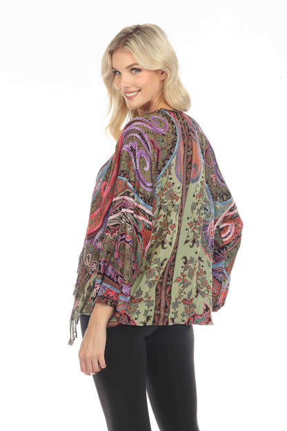 Regal Rosewood Embroidered Short Kimono Back Details
