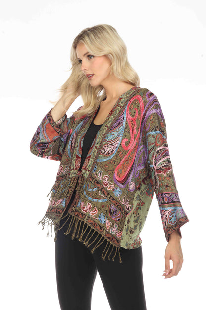 Regal Rosewood Embroidered Short Kimono Side View