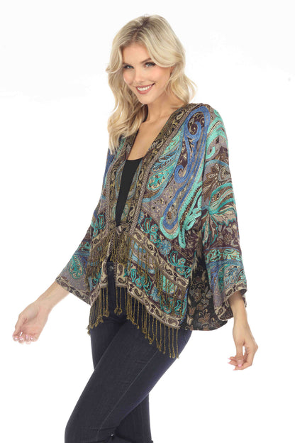 Tender Turquoise Embroidered Short Fringe Detail